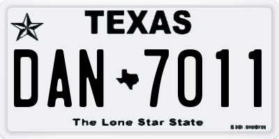 TX license plate DAN7011