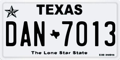 TX license plate DAN7013