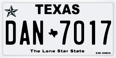 TX license plate DAN7017