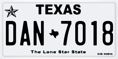 TX license plate DAN7018