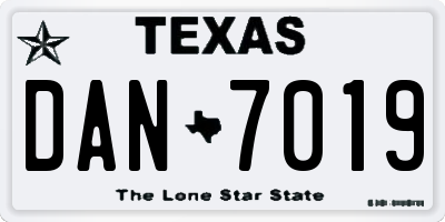 TX license plate DAN7019