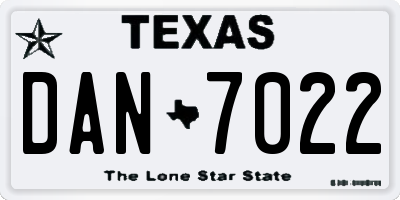 TX license plate DAN7022