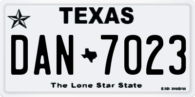 TX license plate DAN7023