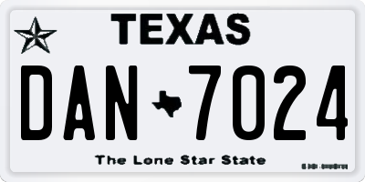TX license plate DAN7024