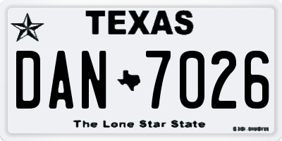 TX license plate DAN7026