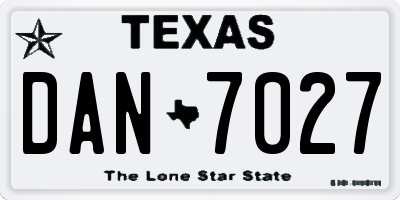 TX license plate DAN7027