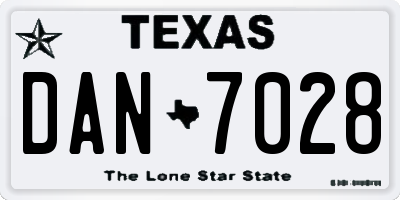 TX license plate DAN7028