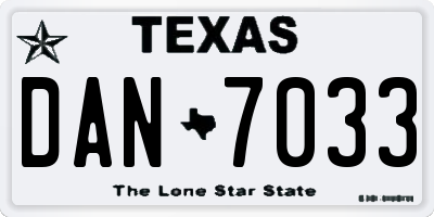 TX license plate DAN7033