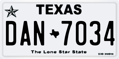 TX license plate DAN7034