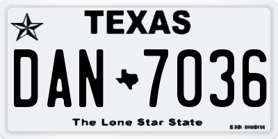 TX license plate DAN7036