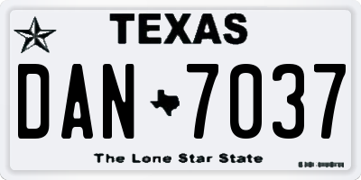 TX license plate DAN7037