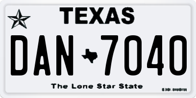TX license plate DAN7040
