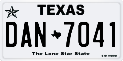 TX license plate DAN7041