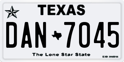 TX license plate DAN7045