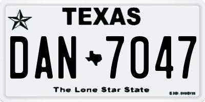 TX license plate DAN7047