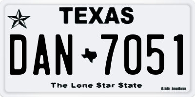 TX license plate DAN7051