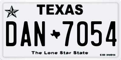 TX license plate DAN7054