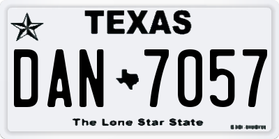 TX license plate DAN7057