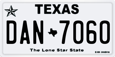 TX license plate DAN7060
