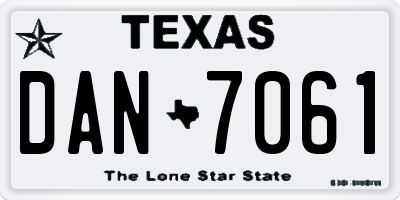 TX license plate DAN7061