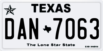 TX license plate DAN7063