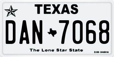 TX license plate DAN7068