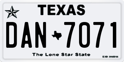 TX license plate DAN7071