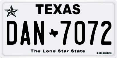 TX license plate DAN7072