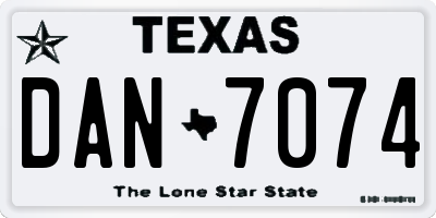 TX license plate DAN7074