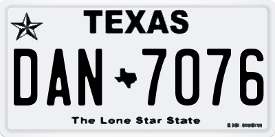 TX license plate DAN7076