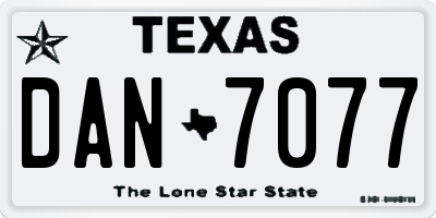 TX license plate DAN7077