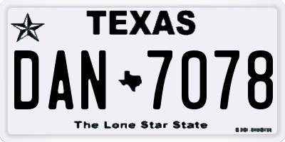 TX license plate DAN7078