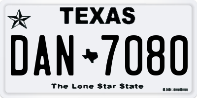 TX license plate DAN7080