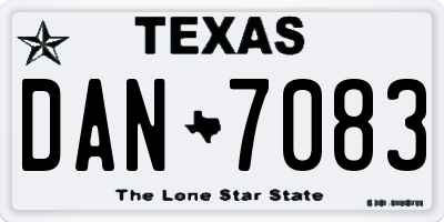 TX license plate DAN7083