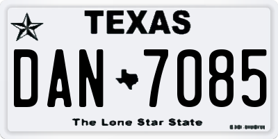 TX license plate DAN7085