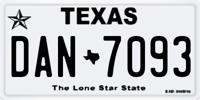 TX license plate DAN7093