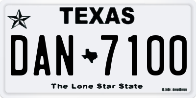 TX license plate DAN7100