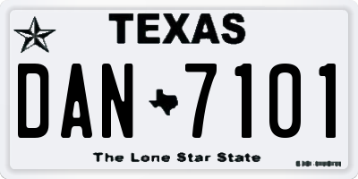 TX license plate DAN7101