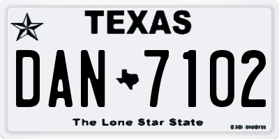 TX license plate DAN7102