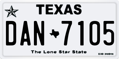 TX license plate DAN7105