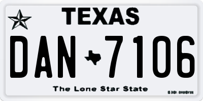 TX license plate DAN7106
