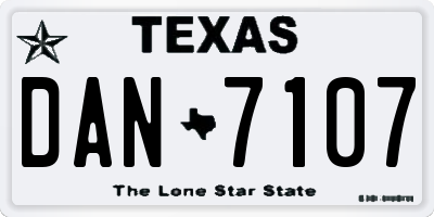 TX license plate DAN7107
