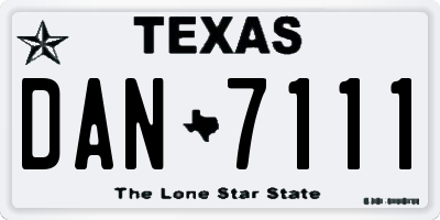 TX license plate DAN7111