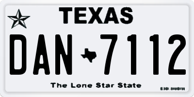 TX license plate DAN7112