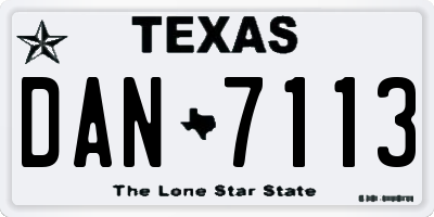 TX license plate DAN7113