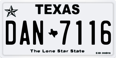 TX license plate DAN7116