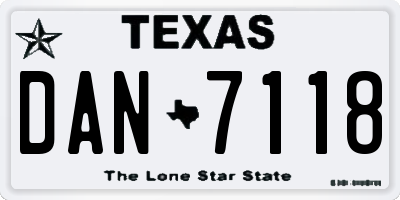 TX license plate DAN7118