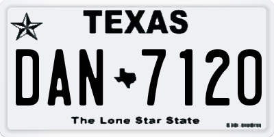TX license plate DAN7120