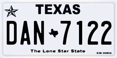 TX license plate DAN7122