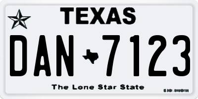 TX license plate DAN7123